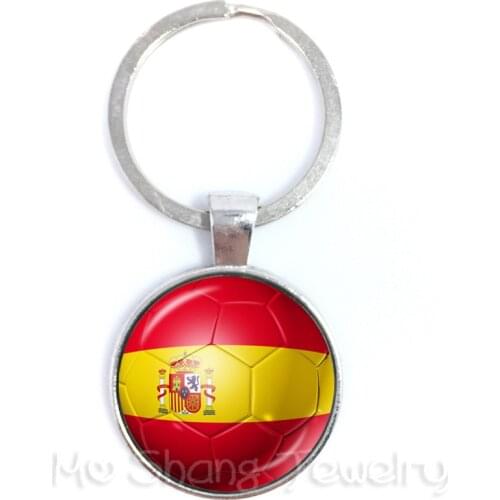 Iran,Spain,Uruguay,Tunisia,Saudi Arabia Soccer Souvenirs Glass Dome Key Chains For 2018 Football CUP keyring