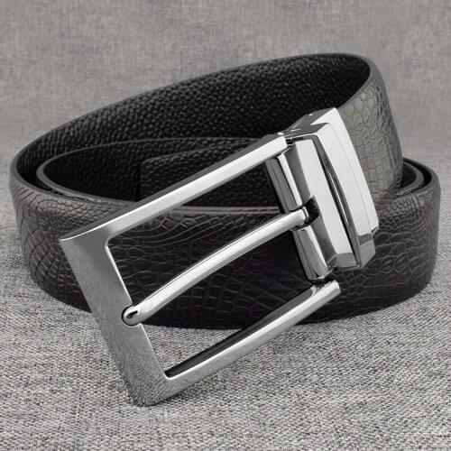 High Quality Business Belt Cowhide Pin Buckle Belt Men Single Layer Leather Perforated Belt Brown Buckle Jeans Belt For Men