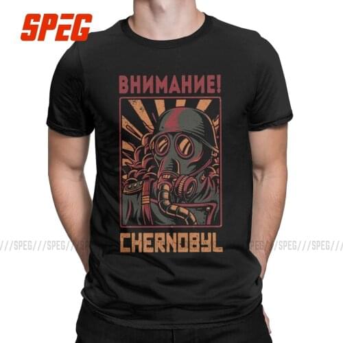 Attention Chernobyl Men T Shirts Nuclear Ukraine Creative Tees Short Sleeve Crew Neck T-Shirts 100% Cotton Gift Idea Tops