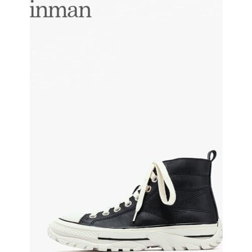 INMAN Autumn Height Increasing Ankle Length Skateboard Sneaker Women Causal Fashion Pu Thicken Rubber Sole Sporty Shoes