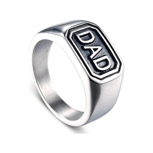 Personalized Engraving Vintage Fashion Gift Stainless Steel Ring For Dad