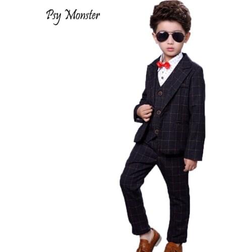 Child School Suits Blazer Pants Vest 3pcs Kids Clothing Set Formal Suit Wedding Flower Boys Piano Performance marriage Costume