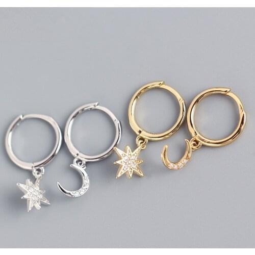 Simple 925 Sterling Silver Star Studs Earrings For Women Girls Wedding Engagement Jewelry Accessories eh375