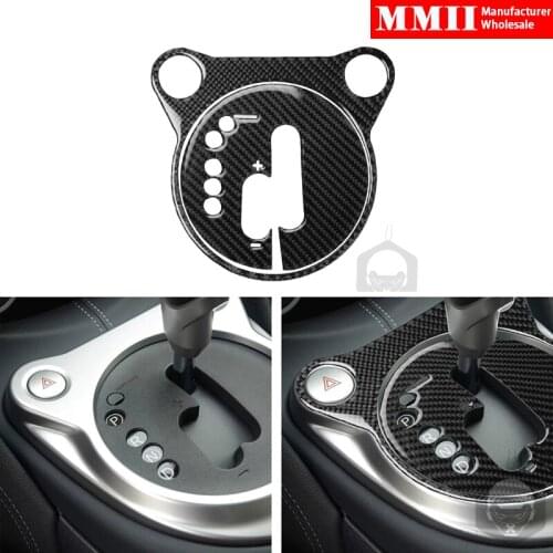 For NISSAN 370Z Z34 2009+ Automatic Transmission Gear Panel Cover Sticker 2-Piece Set LHD Real Carbon Fiber Car Interior Parts
