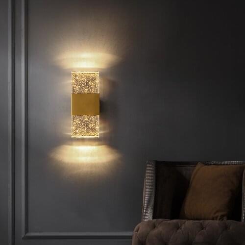 Wall lamp Modern luxury crystal TV background wall lamp bedroom bedside corridor lamp