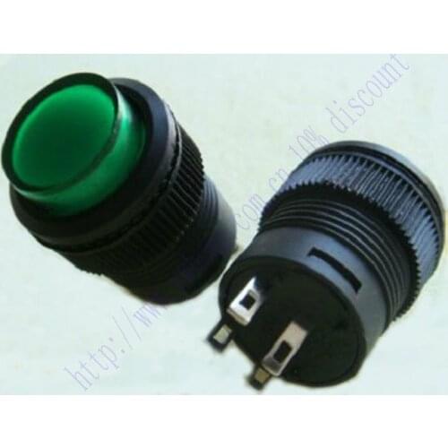 New 1pcs Green Light LED Self Locking 3V Off on 250V Switch R16 503AD G503L