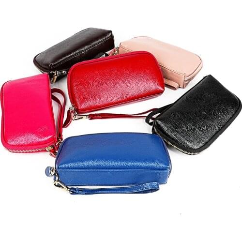 New Fashion Zipper Long Wallets Genuine Cow Leather Luxury Phone Clutch Bag Handmade Women Big Capacity Purses Money Bag