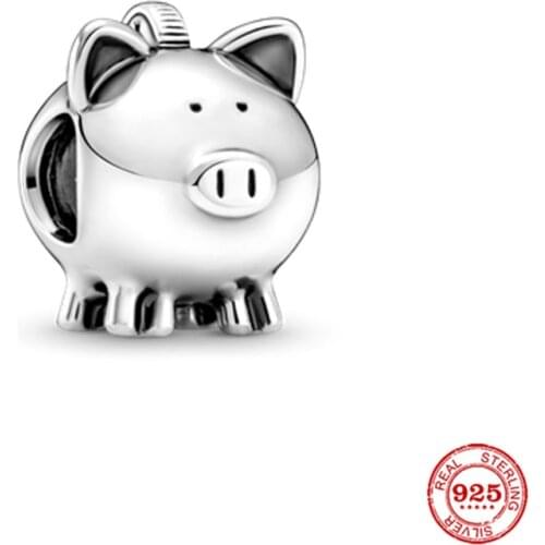 New Original Silver Color Pig Beads Fit European Pandora Charms Bracelet Bangles Jewelry Diy Accessories P677