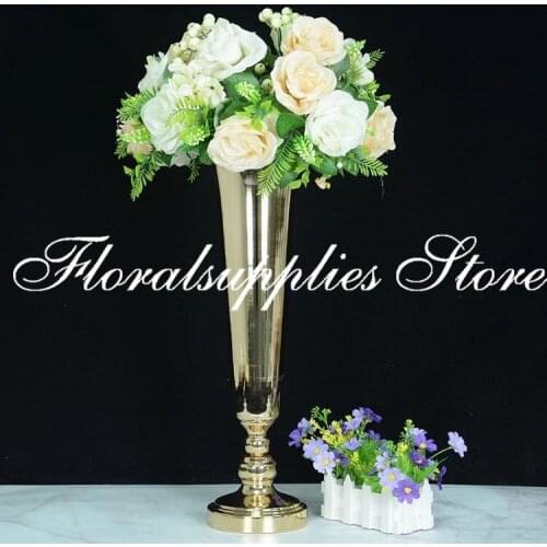 New Product Wedding Metal gold vase 52CM Tall flower vase T road guide vases for wedding decoration centerpieces