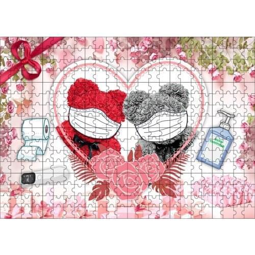 1000PCS Jigsaw Puzzles Valentines Day Wooden Paper Puzzles Toys Educational Puzzle Toy High-qualitBear Couple Fun Puzzle Games