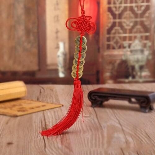 ANGRLY Car Pendant Art Feng Shui Qing Dynasty Ten Emperor Copper Pendant Six Emperor Wudi Money Money China Lucky Coins Knot