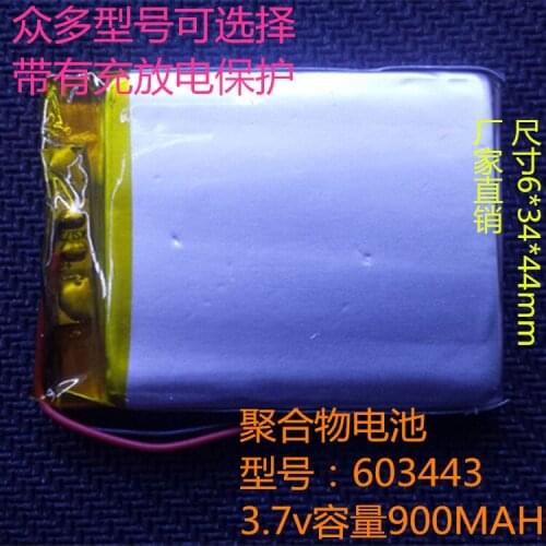 3.7V polymer lithium battery, 603443 900MAH MP4, MP5 GPS navigator, electronic dog speakers Rechargeable Li-ion Cell