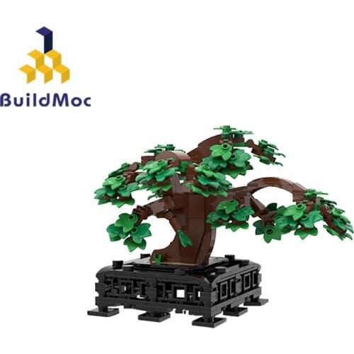 BuildMoc City Buildings Bonsai Build Blocks MOC City Street Seasonal Miniature Tree Model Bricks Toys For Children