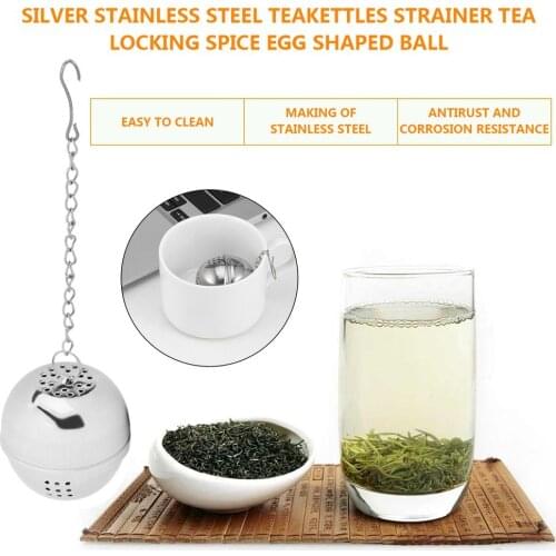 Stainless Steel Tea Ball Durable Clamps Anti-Rust Corrosion Resistance Tight Spices Secure Hot Tea Locking Spice Egg Shaped Ball