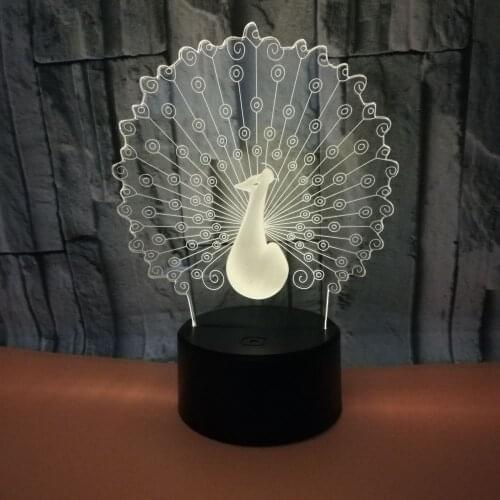 Manufacturers Direct Sales Of Peacock 3d Led Colorful Night Lamp Atmosphere Acrylic Small Table Lamps Creative Gift Desk Lamp