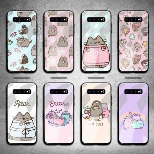Pusheen cat Phone Case Tempered Glass For Samsung S20 Plus S7 S8 S9 S10 Plus Note 8 9 10 Plus