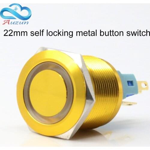 22mm self-locking metal button switch 5A red green yellow black 6V 12V24V220v