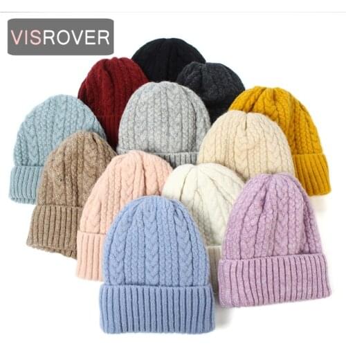 VISROVER 12 Colorway Unisex Solid Striped Acrylic Woman Winter Hat Bright Autumn Bonnet Acrylic Man Woman Warm Skullies Gift
