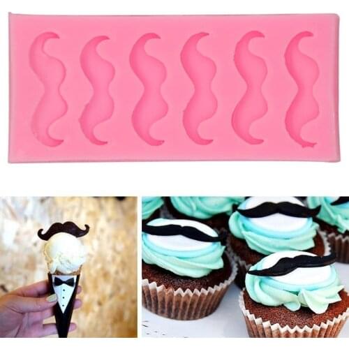 3D Beard Mustache Silicone Mold Fondant Icing Cake Candy Cookie Baking Mat DIY Cake Dessert for Men Grooms Wedding Dessert