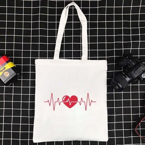 Bags for Women Large Shopping Bag Reusable Handbag Eco Friendly Foldable Shoulder Bag Love Series High-quality Canvas Bag