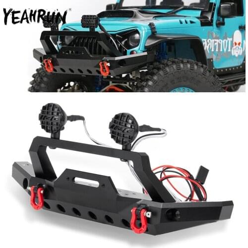 YEAHRUN Metal Front Bumper with Led Light & Metal Tow Shackles for Traxxas TRX-4 TRX4 1/10 RC Crawler Car Upgrade Parts