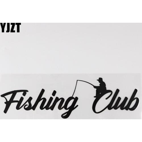 YJZT 23.2CMX6.9CM Fishing Club Fisherman Catch Decal Vinyl Car Sticker Black/Silver 8A-1057