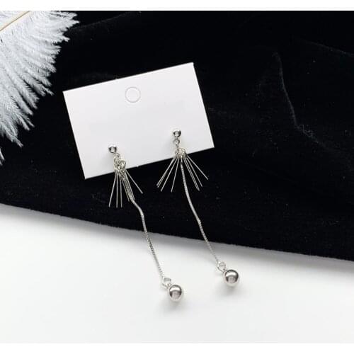 South Korea Contracted Long Tassel Earrings Geometry Gentle Beautiful Female Ear Clip Sell Like Hot Cakes Hip Pop Stud Earrings