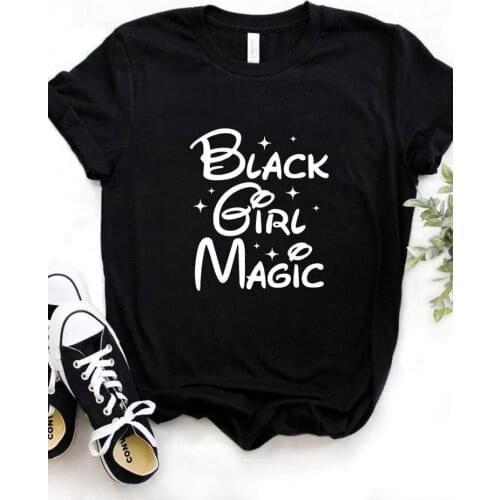 Women T Shirt Black Girl Magic Print Tshirt Women Short Sleeve O Neck Loose T-shirt Ladies Causal Tee Shirt Clothes Tops