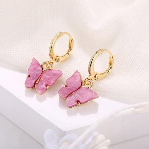ZHOUYANG Butterfly Drop Earrings For Women 2020 New Retro Simple Colorful Acrylic Creativa Birthday Gift Fashion Jewelry KBE340