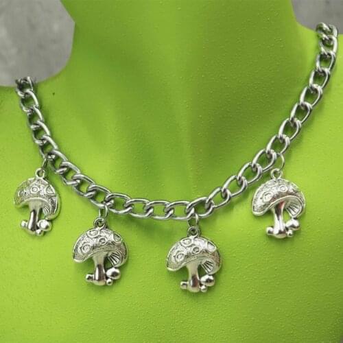 Punk Mushroom Pendant Necklaces for Women Hip Hop Geometric Goth Necklace 2021 New Vintage Y2K Choker Necklace 90s Party Gifts