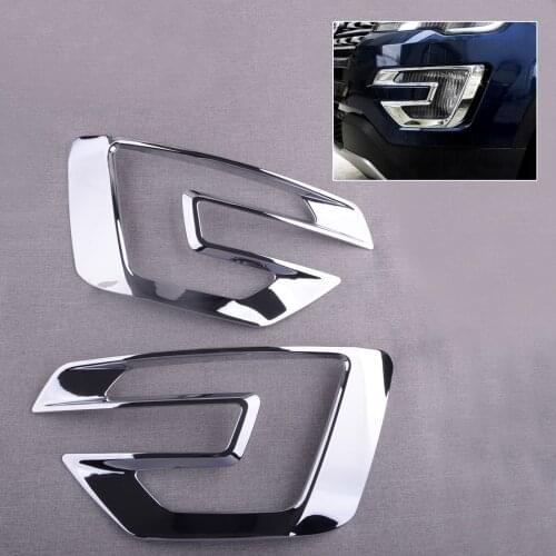 1 Pair Car ABS Chrome Style Front Fog Light Lamp Trims Frames Covers Fit For Ford Explorer 2017 2016