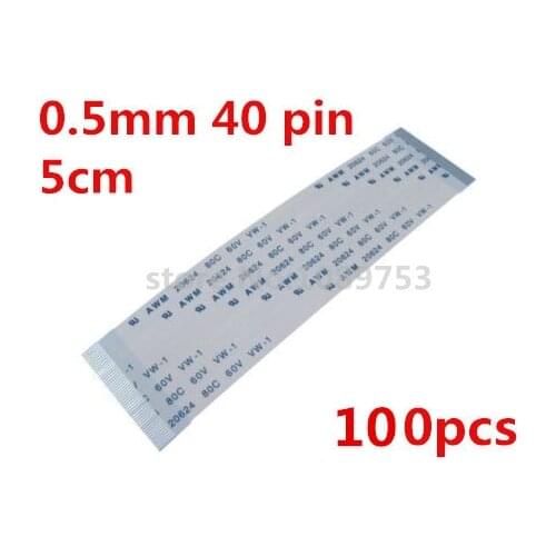 100pcs 5cm 0.5mm 40P AWM 20624 50mm Length 0.5mm Pitch 40Pin Isotropy Flexible Flat Cable FFC / FPC