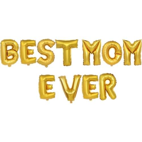 11Pcs/Set Mothers Day Party Decoration Golden 16 Inch Letter Balloons Best Mom Ever Foil Balloons Party Supplies Ballons