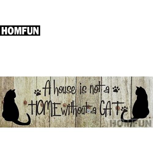 HOMFUN Full Square/Round Drill 5D DIY Diamond Painting "Cat Home" 3D Embroidery Cross Stitch 5D Home Decor Gift A01136