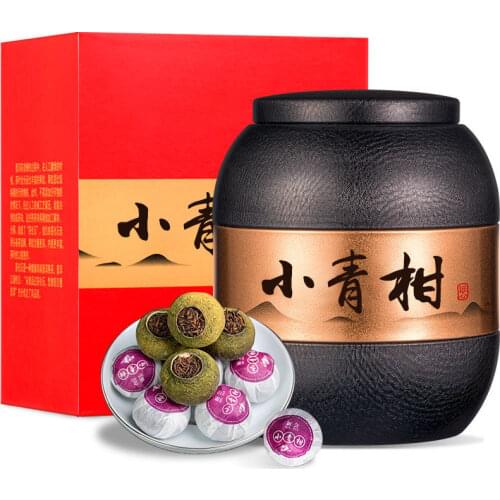 Authentic Xinhui Xiaoqingcang Pu'er tea ripe tea leaves small green orange citrus tea Chenpi Xiaoqingcang canned 500g