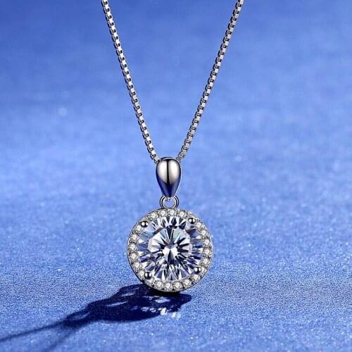 BOEYCJR 925 Silver 3ct F color Moissanite VVS Engagement Elegant Wedding Pendant Necklace for Women Anniversary Gift