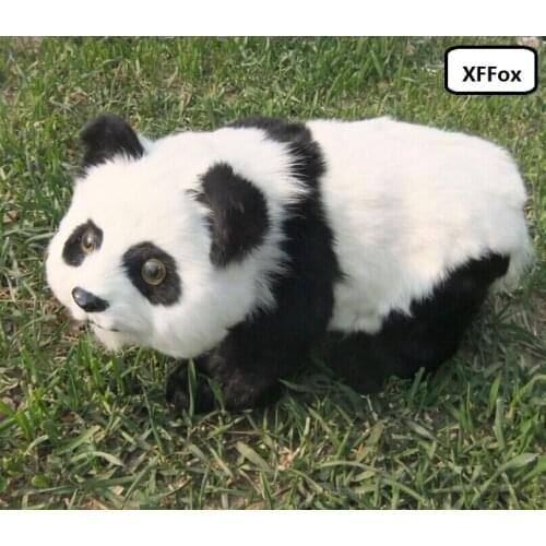 Big real life panda model plastic&furs black&white panda doll home decoration gift about 38x22cm xf2183