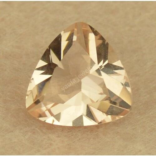 Sale 3x3~13x13mm 5A Champagne Morganite Color Synthetic Gemstone Beads Triangle Trillion Shape Cut Loose Glass Stone For Jewelry