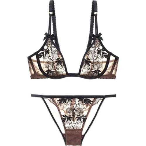 Fast Shipping Lace Sexy Bra set Push Up Underwire Lingerie Set For Women Adjusted-straps Floral Underwear Set Bralette