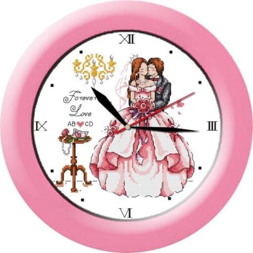 Watches and clocks decorative painting diy happiness bride and groom pattern cross stitch kits to send girlfriends wedding gifts