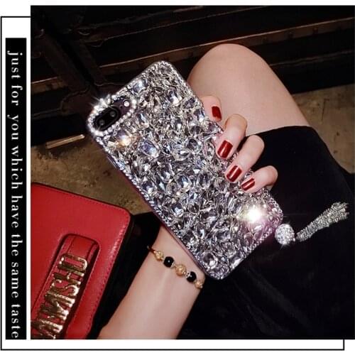 Super Luxury Fashion Full Bling Diamond Crystal Ball Tassels Pendant Case Cover For Iphone 11 Pro XS Max X XR 8 7 6 6S Plus SE