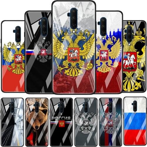 Russia Flag National Emblem Tempered Glass Cover For OnePlus Z 7 8 9 7T 8T 9R Nord 5G Pro Silicone Phone Case Coque