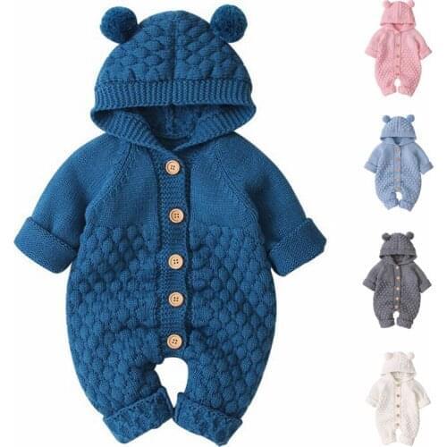 Baby Rompers Set Newborn Solid Baby Jumpsuit Overall Long Sleeve Baby Boys Clothes Knitted Girls Baby Casual Clothes
