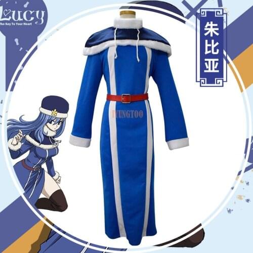 Fairy Tail Juvia Lockser Cosplay Costume Woman Halloween Blue Outfit Dress