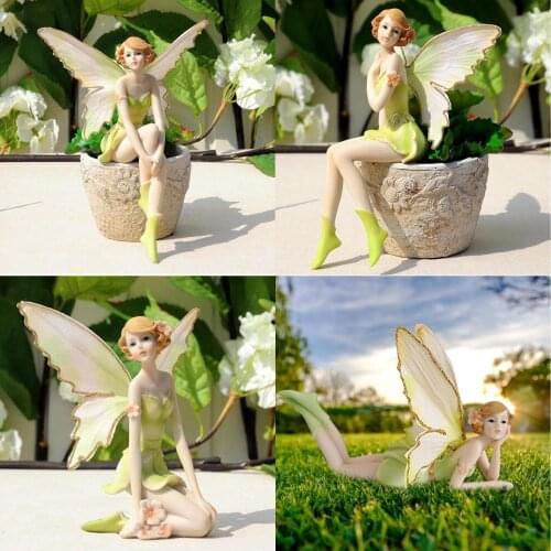 Flower Fairy Angel Figurines Home Car Decoration Ornament Fairy Garden Miniatures Resin Beautiful Girl Figurines Wedding Gifts