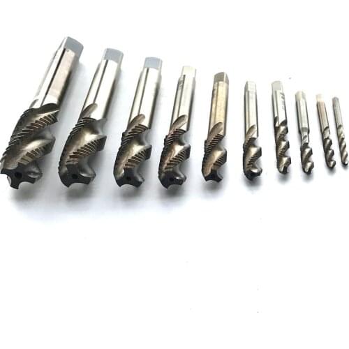 HSS M35 Co5% Full CNC grinded 10pcs spiral Machine hss tap Screw Taps for SS plate with M3 M4 M5 M6 M8 M10 M12 M14 M16 M18