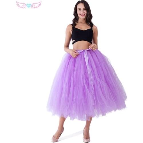 Kephy lavender tulle hande made 80cm long tutu skirts women wedding skirts ballet tutus