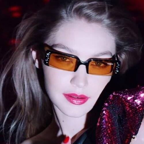 Classic Retro Sunglasses Women Small Fake Damond Square Frame Sun glasses Ladies Ocean Lens Sunglasses oculos UV400