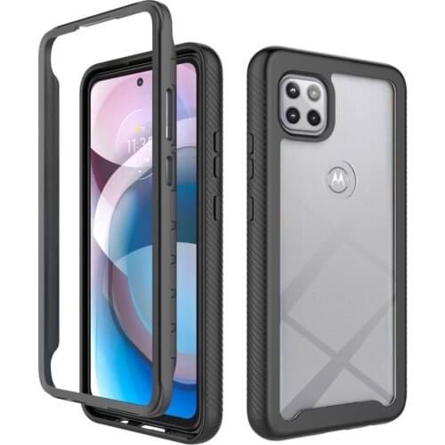 Hybrid Rugged Armor PC + TPU Shockproof Case For Motorola One 5G Ace Soft Frame Transparent Acrylic Hard Back Cover Fundas