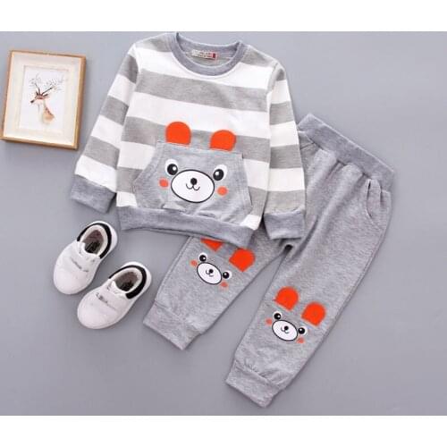 Children Clothing Set Baby Girl Long Sleeve Print Striped Tops +Floral Pants Kids Outfit Set Baby Boy Tracksuit